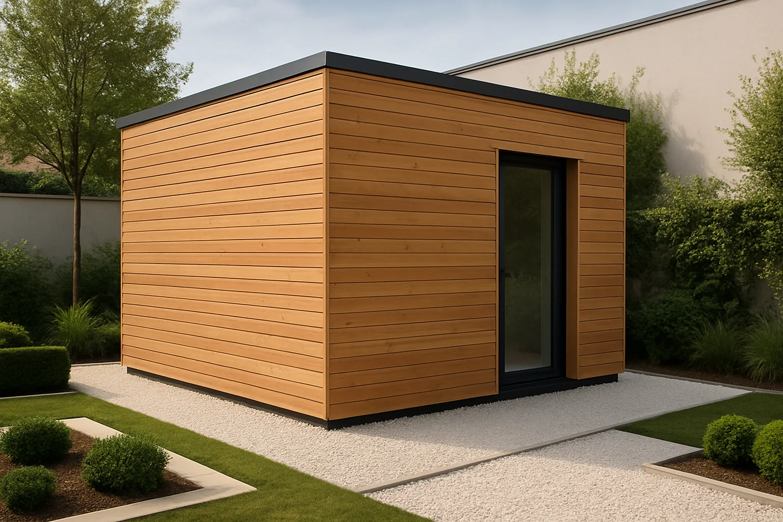 Abri Toit Plat Moderne en bois