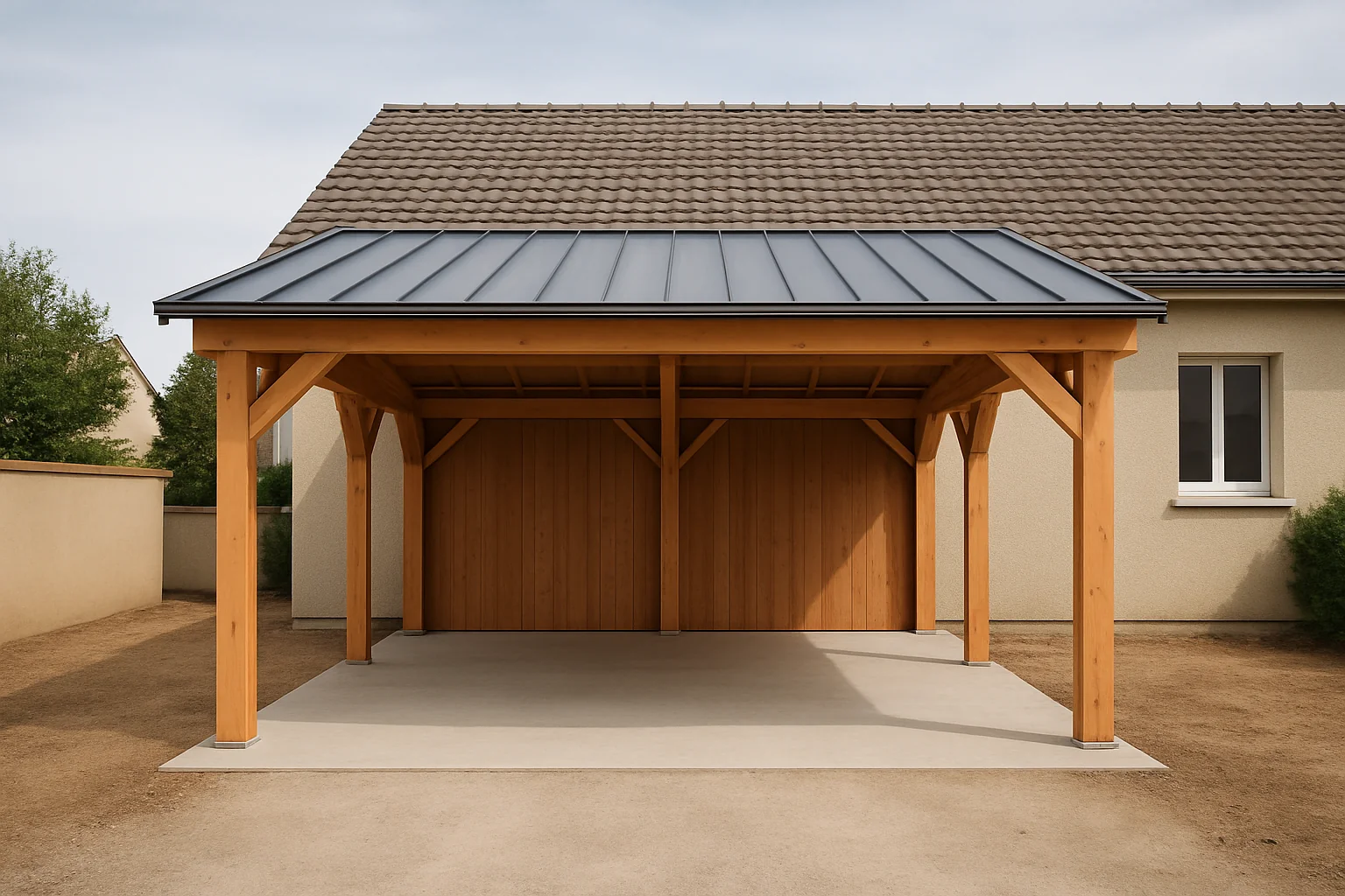 Carport Double Côte à Côte en bois