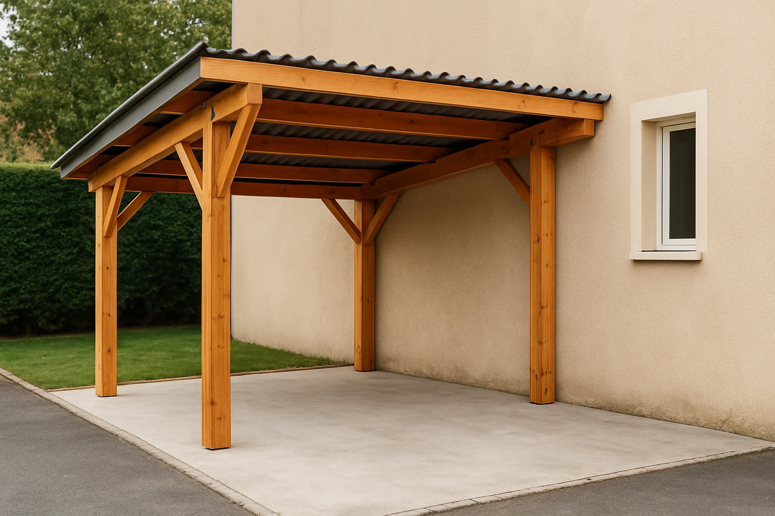 Carport Simple Adossé en bois
