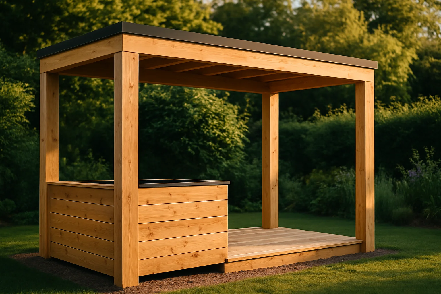 Structure bois avec toiture bac acier