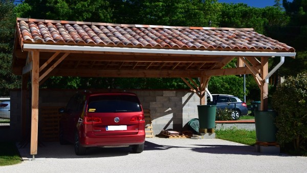 Carport 2P pour 2 voitures couverture en tuiles